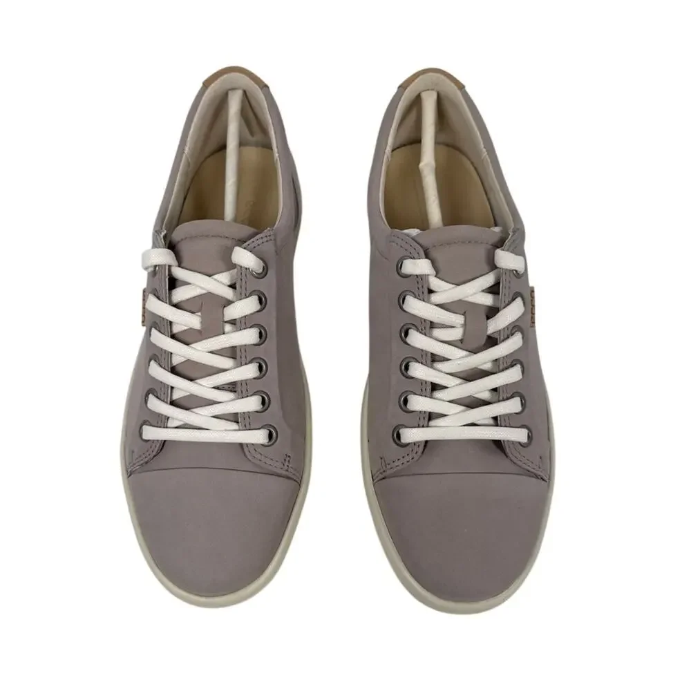 Ecco Soft 7 Casual Sneaker Womens‎ 7 7.5 EU 38 Nubuck Leather Grey Rose Flat